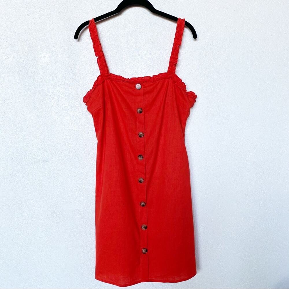 Newbury Kustom Button Front Ruffle Strap Dress Size Large